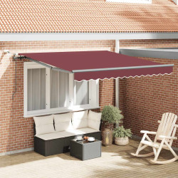 Toldo retrátil automático com luzes LED 300x250 cm bordô