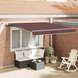 Toldo retrátil automático com luzes LED 300x250 cm castanho