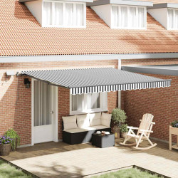 Toldo retrátil manual com luzes leds 400x300cm antracite/branco