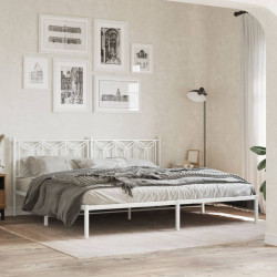 Estrutura de cama com cabeceira 193x203 cm metal branco