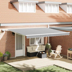 Toldo retrátil manual com luzes LED 450x300 cm antracite/branco