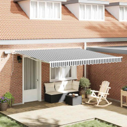 Toldo retrátil manual com luzes LED 400x300cm antracite/branco