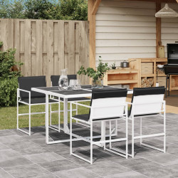 5 Pcs conj. de jantar p/ jardim c/ almofadões textilene branco