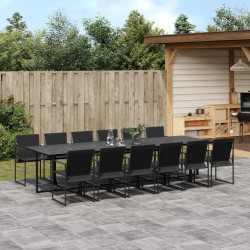 13 Pcs conjunto de jantar para jardim textilene preto
