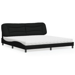 Cama com colchão hvar 200x200 cm tecido preto