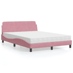 Cama com colchão dover 140x190 cm veludo rosa
