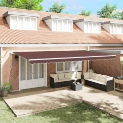 Toldo retrátil automático com luz LED 600x300 cm castanho