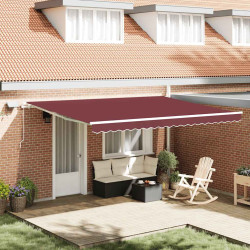 Toldo retrátil manual com luz LED 450x300 cm bordô