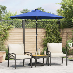 Guarda-sol jardim c/leds e poste aço 225x225x212 cm azul-ciano