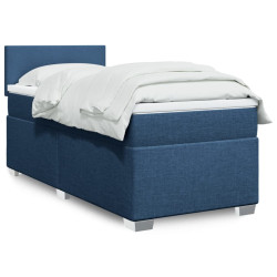 Cama com molas/colchão 80x200 cm tecido azul