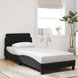 Estrutura de cama com cabeceira dover veludo 90x200 cm preto