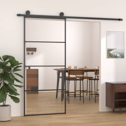 Porta de correr 90x205 cm alumínio e vidro esg preto