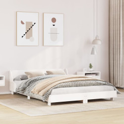Cama sem colchão 150x200 cm madeira de pinho maciça branco