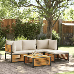 5 Pcs conjunto de sofás de jardim com almofadões acácia maciça