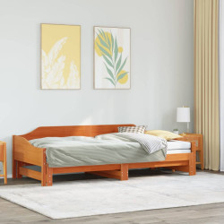 Sofá-cama com gavetão 80x200 cm madeira de pinho castanho cera