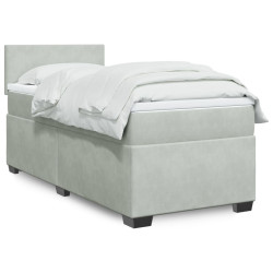 Cama com molas/colchão 90x200 cm veludo cinza-claro