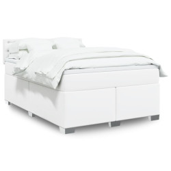 Cama com molas/colchão 140x190 cm couro artificial branco