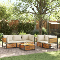 6 Pcs conjunto de sofás de jardim com almofadões acácia maciça