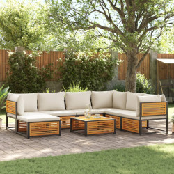 8 Pcs conjunto de sofás de jardim com almofadões acácia maciça