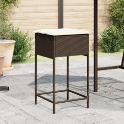 Bancos de bar para jardim com almofadões 2 pcs vime PE castanho