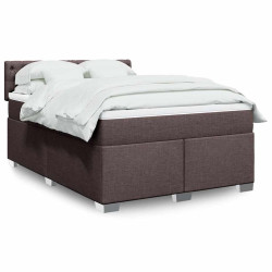Cama com molas/colchão 140x190 cm tecido castanho-escuro