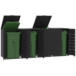Abrigo para 4 caixotes do lixo 276x79x117 cm aço preto