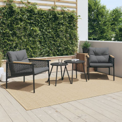 4 Pcs conjunto mobiliário de varanda com almofadões aço preto