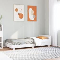 Cama sem colchão 75x190 cm madeira de pinho maciça branco