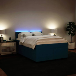 Cama boxspring com colchão 140x190 cm veludo azul