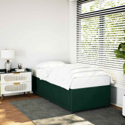 Estrutura de cama sem colchão 90x190 cm veludo verde-escuro