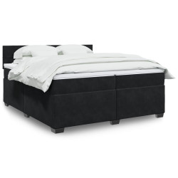 Cama com molas/colchão 200x200 cm veludo preto