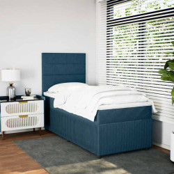 Cama boxspring com colchão 80x200 cm veludo azul