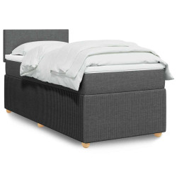 Cama com molas/colchão 90x190 cm tecido cinza-escuro