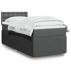 Cama com molas/colchão 90x190 cm tecido cinza-escuro