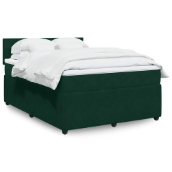 Cama com molas/colchão 160x200 cm veludo verde-escuro