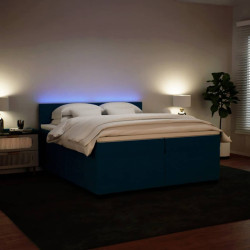 Cama com molas/colchão 200x200 cm veludo azul