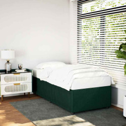 Estrutura de cama sem colchão 90x200 cm veludo verde-escuro