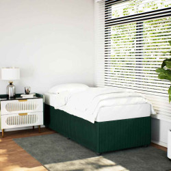 Estrutura de cama sem colchão 100x200 cm veludo verde-escuro