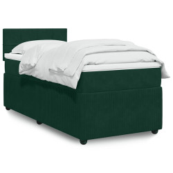 Cama com molas/colchão 90x190 cm veludo verde-escuro