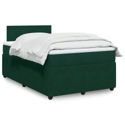Cama boxspring com colchão 120x190 cm veludo verde-escuro