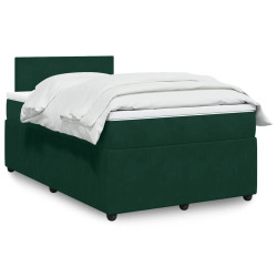 Cama boxspring com colchão 120x200 cm veludo verde-escuro