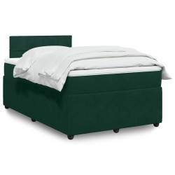 Cama boxspring com colchão 120x200 cm veludo verde-escuro