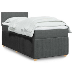 Cama com molas/colchão 90x190 cm tecido cinza-escuro