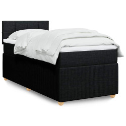 Cama com molas/colchão 90x190 cm tecido preto