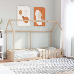 Cama infantil formato casa 80x200 cm madeira de pinho maciça