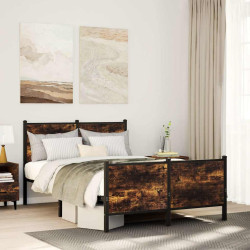 Estrutura de cama sem colchão 120x190 cm metal carvalho fumado