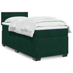 Cama com molas/colchão 80x200 cm veludo verde-escuro
