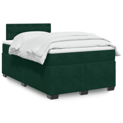 Cama boxspring com colchão 120x190 cm veludo verde-escuro