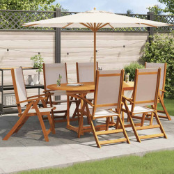 Cadeiras de jardim dobráveis 6 pcs acácia maciça e textilene