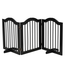 Barreira de Segurança Dobrável para Cães Pequenos com 3 Painéis e 2 Suportes 154,5x29,5x61 cm Preto